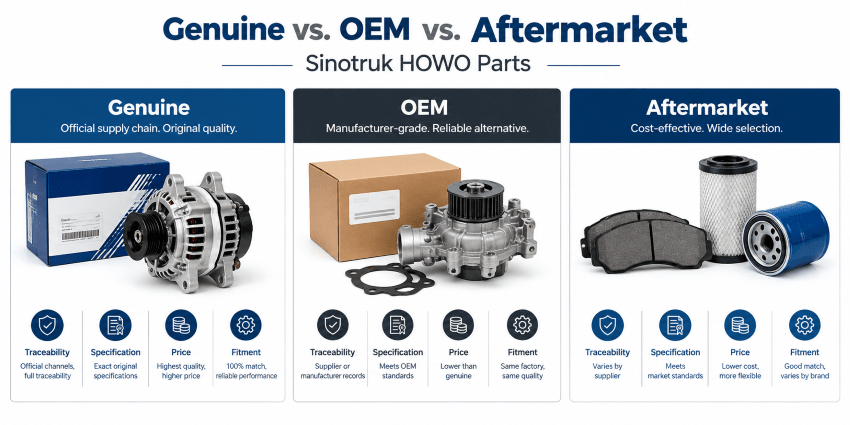 Genuine vs. OEM vs. Aftermarket Sinotruk HOWO Parts: What’s the Difference?cid=5